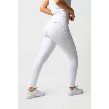 Pantalón de agarre integral para todas las estaciones Horze Mira Blanco / azul turquesa Pantalón de agarre integral para todas las estaciones Horze Mira Blanco / azul turquesa