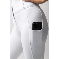 Pantalón de agarre integral para todas las estaciones Horze Mira Blanco / azul turquesa Pantalón de agarre integral para todas las estaciones Horze Mira Blanco / azul turquesa