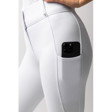 Pantalón de agarre integral para todas las estaciones Horze Mira Blanco / azul turquesa Pantalón de agarre integral para todas las estaciones Horze Mira Blanco / azul turquesa