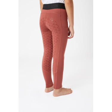 Leggings de equitación con silicona Horze Leighton Adolescente de asiento completo con forro cálido Roano rojo
