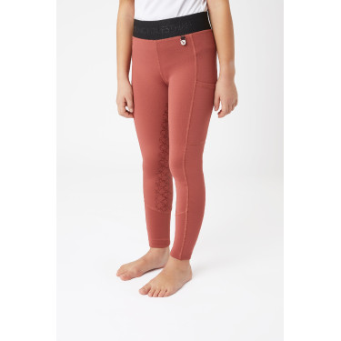 Leggings de equitación con silicona Horze Leighton Adolescente de asiento completo con forro cálido Roano rojo