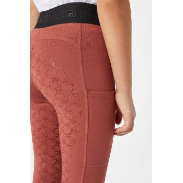 Leggings de equitación con silicona Horze Leighton Adolescente de asiento completo con forro cálido Roano rojo