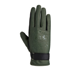 Guantes de equitación B Vertigo Laia para mujer con logotipo impreso Verde escarabajo