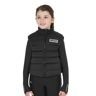 Chaleco sin mangas para niña Equestro de nailon técnico Negro Chaleco sin mangas para niña Equestro de nailon técnico Negro