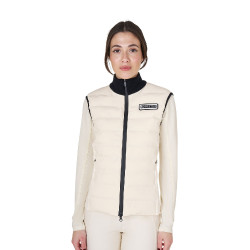 Chaleco sin mangas para mujer Equestro con cremallera en mezcla técnica Blanco antiguo Beige Chaleco sin mangas para mujer Equestro con cremallera en mezcla técnica Blanco antiguo Beige