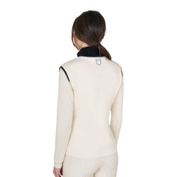 Chaleco sin mangas para mujer Equestro con cremallera en mezcla técnica Blanco antiguo Beige Chaleco sin mangas para mujer Equestro con cremallera en mezcla técnica Blanco antiguo Beige
