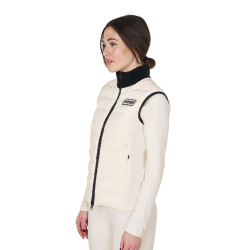 Chaleco sin mangas para mujer Equestro con cremallera en mezcla técnica Blanco antiguo Beige Chaleco sin mangas para mujer Equestro con cremallera en mezcla técnica Blanco antiguo Beige