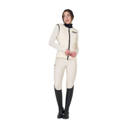 Chaleco sin mangas para mujer Equestro con cremallera en mezcla técnica Blanco antiguo Beige Chaleco sin mangas para mujer Equestro con cremallera en mezcla técnica Blanco antiguo Beige