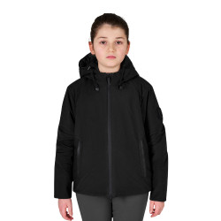 Chaqueta infantil unisex Equestro impermeable y cortaviento de nailon Negro