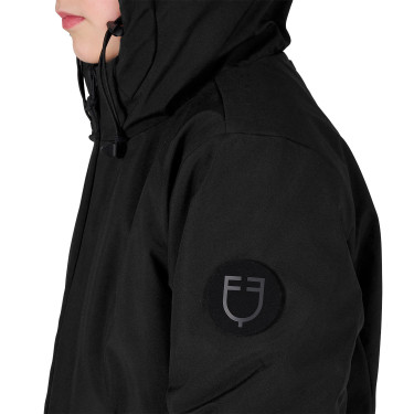 Chaqueta infantil unisex Equestro impermeable y cortaviento de nailon Negro