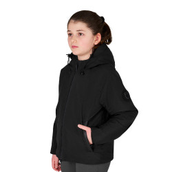 Chaqueta infantil unisex Equestro impermeable y cortaviento de nailon Negro