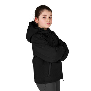 Chaqueta infantil unisex Equestro impermeable y cortaviento de nailon Negro