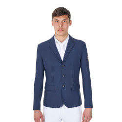 Chaqueta de concurso para hombre Equestro x FISE de tres botones Americana marina Azul marino