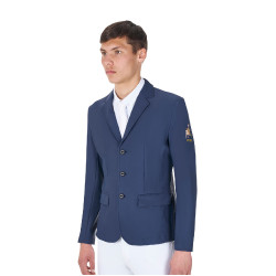 Chaqueta de concurso para hombre Equestro x FISE de tres botones Americana marina Azul marino