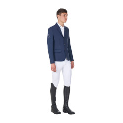 Chaqueta de concurso para hombre Equestro x FISE de tres botones Americana marina Azul marino