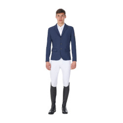 Chaqueta de concurso para hombre Equestro x FISE de tres botones Americana marina Azul marino