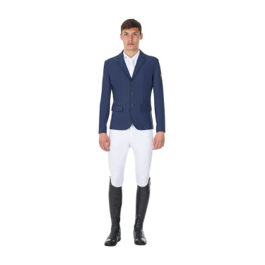 Chaqueta de concurso para hombre Equestro x FISE de tres botones Americana marina Azul marino