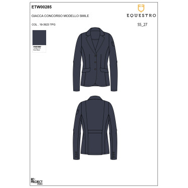 Chaqueta de concurso para mujer Equestro con logotipo en relieve Americana marina Azul marino
