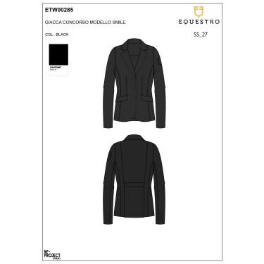 Chaqueta de concurso para mujer Equestro con logotipo en relieve Negro