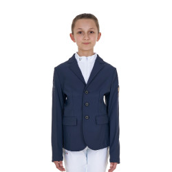 Chaqueta de concurso infantil unisex Equestro x FISE de tres botones Americana marina Azul marino Chaqueta de concurso infantil unisex Equestro x FISE de tres botones Americana marina Azul marino