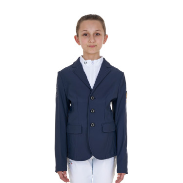 Chaqueta de concurso infantil unisex Equestro x FISE de tres botones Americana marina Azul marino Chaqueta de concurso infantil unisex Equestro x FISE de tres botones Americana marina Azul marino