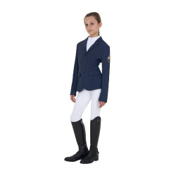Chaqueta de concurso infantil unisex Equestro x FISE de tres botones Americana marina Azul marino Chaqueta de concurso infantil unisex Equestro x FISE de tres botones Americana marina Azul marino