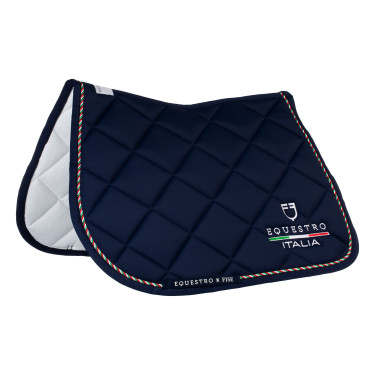 Manta de salto Equestro x FISE con ribete de bandera italiana Americana marina Azul marino