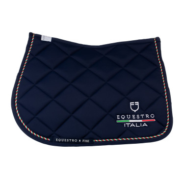 Manta de salto Equestro x FISE con ribete de bandera italiana Americana marina Azul marino