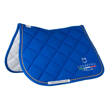 Manta de salto Equestro x FISE con ribete de bandera italiana Azul de Savoie Manta de salto Equestro x FISE con ribete de bandera italiana Azul de Savoie