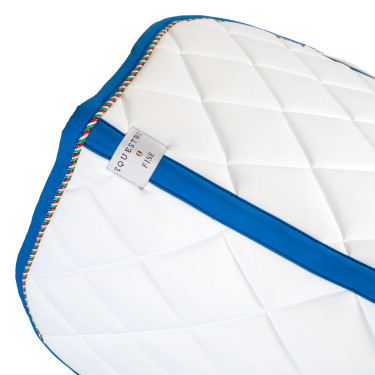Manta de salto Equestro x FISE con ribete de bandera italiana Blanco / azul de Saboya