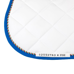 Manta de salto Equestro x FISE con ribete de bandera italiana Blanco / azul de Saboya