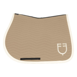 Manta de salto Equestro acolchada Wave en tejido técnico Oxford bronceado / blanco antiguo