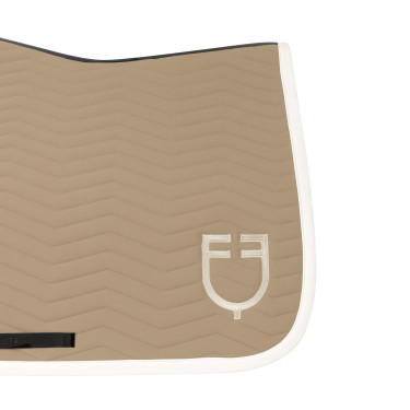 Manta de salto Equestro acolchada Wave en tejido técnico Oxford bronceado / blanco antiguo