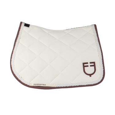 Manta de salto Equestro con cordón trenzado Blanco antiguo / marrón