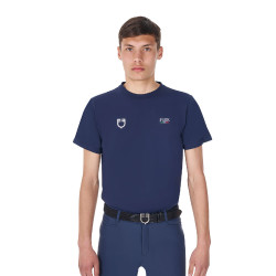Camiseta de hombre Equestro x FISE de corte slim de manga corta Americana marina Azul marino Camiseta de hombre Equestro x FISE de corte slim de manga corta Americana marina Azul marino