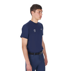 Camiseta de hombre Equestro x FISE de corte slim de manga corta Americana marina Azul marino Camiseta de hombre Equestro x FISE de corte slim de manga corta Americana marina Azul marino
