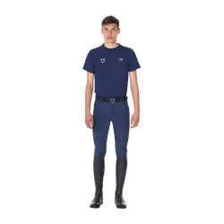 Camiseta de hombre Equestro x FISE de corte slim de manga corta Americana marina Azul marino Camiseta de hombre Equestro x FISE de corte slim de manga corta Americana marina Azul marino