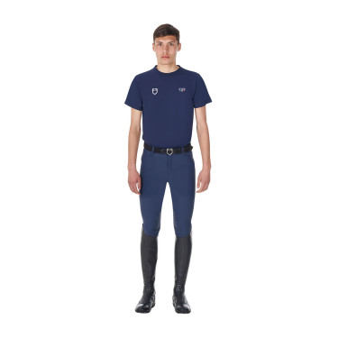 Camiseta de hombre Equestro x FISE de corte slim de manga corta Americana marina Azul marino Camiseta de hombre Equestro x FISE de corte slim de manga corta Americana marina Azul marino