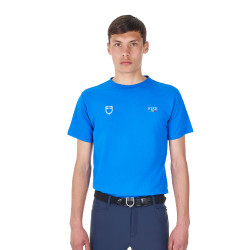 Camiseta de hombre Equestro x FISE de corte slim de manga corta Azul de Savoie Camiseta de hombre Equestro x FISE de corte slim de manga corta Azul de Savoie