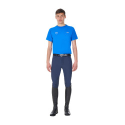Camiseta de hombre Equestro x FISE de corte slim de manga corta Azul de Savoie Camiseta de hombre Equestro x FISE de corte slim de manga corta Azul de Savoie
