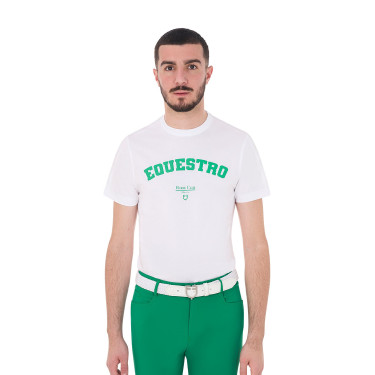 Camiseta de hombre Equestro Horse Club de algodón de manga corta Blanco