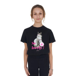 Camiseta para niña Equestro So Lovely de algodón de manga corta Negro Camiseta para niña Equestro So Lovely de algodón de manga corta Negro