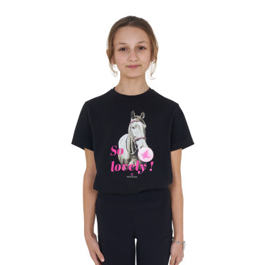 Camiseta para niña Equestro So Lovely de algodón de manga corta Negro Camiseta para niña Equestro So Lovely de algodón de manga corta Negro