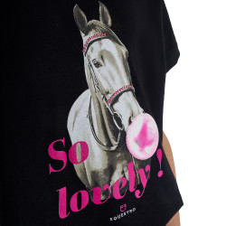 Camiseta para niña Equestro So Lovely de algodón de manga corta Negro Camiseta para niña Equestro So Lovely de algodón de manga corta Negro