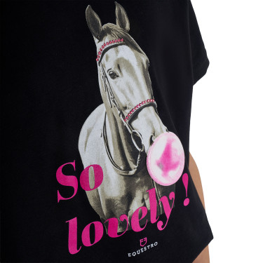 Camiseta para niña Equestro So Lovely de algodón de manga corta Negro Camiseta para niña Equestro So Lovely de algodón de manga corta Negro