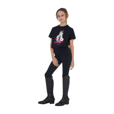 Camiseta para niña Equestro So Lovely de algodón de manga corta Negro Camiseta para niña Equestro So Lovely de algodón de manga corta Negro