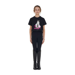 Camiseta para niña Equestro So Lovely de algodón de manga corta Negro Camiseta para niña Equestro So Lovely de algodón de manga corta Negro