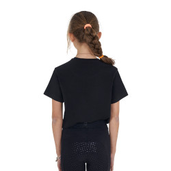 Camiseta para niña Equestro Ready To The Party de algodón con strass, manga corta Negro Camiseta para niña Equestro Ready To The Party de algodón con strass, manga corta Negro