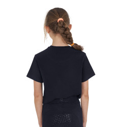 Camiseta para niña Equestro Ready To The Party de algodón con strass, manga corta Marino Azul marino Camiseta para niña Equestro Ready To The Party de algodón con strass, manga corta Marino Azul marino
