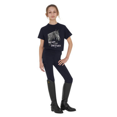 Camiseta para niña Equestro Ready To The Party de algodón con strass, manga corta Marino Azul marino Camiseta para niña Equestro Ready To The Party de algodón con strass, manga corta Marino Azul marino